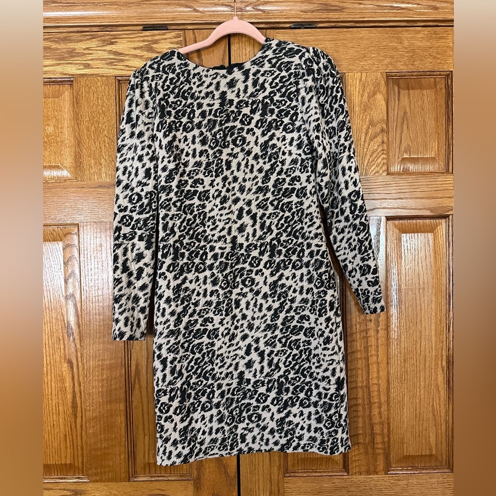 Vince Camuto Leopard Print Long Sleeve Dress Size 6 Ladies